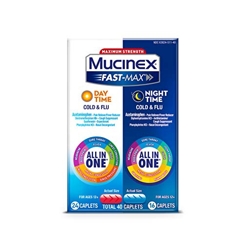 Mucinex Fast-Max Maximum Strength Cold   Flu Day and Night Medicine All-in-One Multi-Symptom Relief - 40 Count 24 Day time  16 Night time