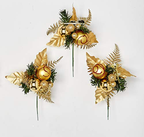 Worth Imports Ball Berry Instrument Christmas Set of 12 3 Assorted Pick Gold