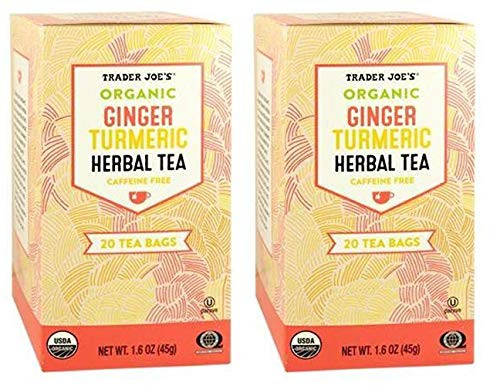 Trader Joes Organic Ginger Turmeric Herbal Tea 20 envelopes each - PACK OF 4 Trader Joes Organic Ginger Turmeric Herbal Tea 20 envelopes each - PACK OF 4