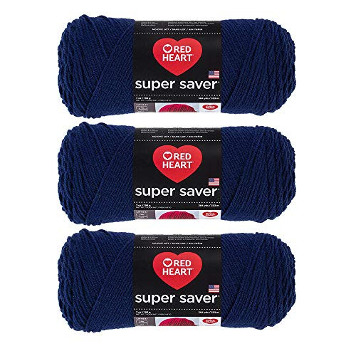 Red Heart Bulk Buy Super Saver Yarn 3-Pack Soft Navy