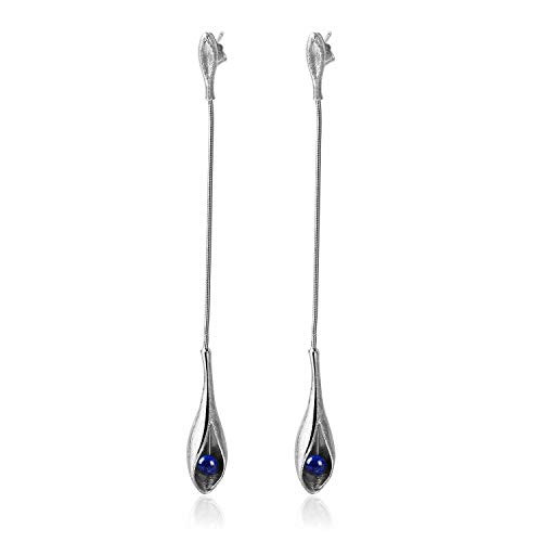 Lotus Fun S925 Sterling Silver Drop Earrings Vintage Elegant Long Dangle Earring with Natural Stone for Women and Girls Handmade Unique Jewelry Blue Lotus Fun S925 Sterling Silver Drop Earrings Vintage Elegant Long Dangle Earring with Natural Stone for Women and Girls Handmade Unique Jewelry Blue