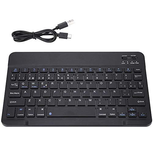 ASHATA Bluetooth KeyboardMini Portable Wireless Bluetooth 3_0 Spanish Keyboard Touchpad for AppleMicrosoftAndroid Folding Bluetooth Keyboard Rechargeable Portable Wireless Foldable Mini Keyboard
