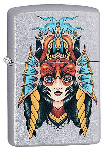 Zippo Two Face Design Satin Chrome Pocket Lighter One Size