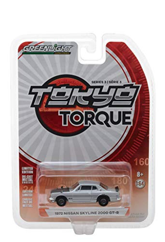 1972 Nissan Skyline 2000 GT-R Silver with Black Hood Tokyo Torque Series 3 1/64 Diecast Model Car by Greenlight 47010 C