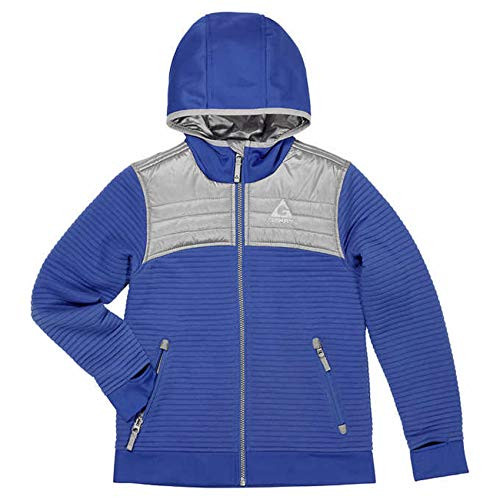 Gerry Youth Big Boys Fleece Overlay Shell Ribbed Full Zip Hoodie Jacket Medium 10-12 Larkspur