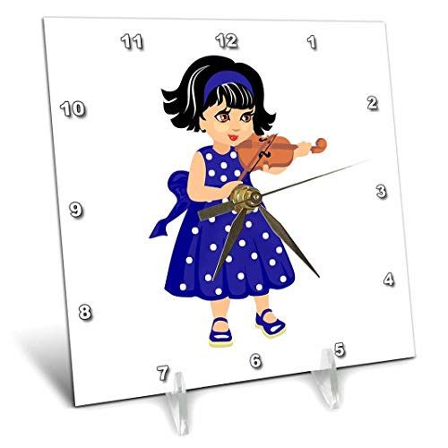 3dRose Violin Player Young Girl Blue Dress - Desk Clock 6 by 6-Inch dc-164449-1 3dRose Violin Player Young Girl Blue Dress - Desk Clock 6 by 6-Inch dc-164449-1