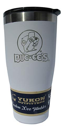Buc-ees White   Silver Stainless Steel Tumbler With Bucky the Beaver Double Wall Vacuum Insulated 20 Ounces