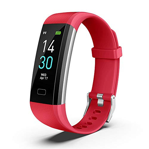 Fitness Tracker Watch Heart Rate Sports Bracelet for Men Women Activity Tracker Pedometer with Heart RateSleep and Swim Waterproof Activity Tracker Smart Watch with IOS and Android Phones Red