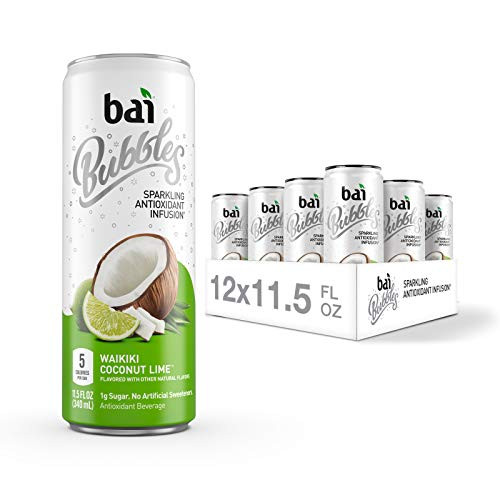 Bai Bubbles Sparkling Water Waikiki Coconut Lime Antioxidant Infused Drinks 11_5 Fluid Ounce Cans 12 Count