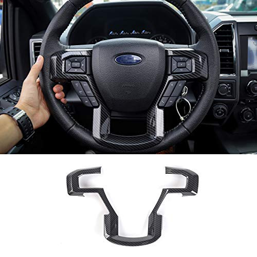 Keptrim for F-150 ABS Carbon Fiber Steering Wheel Cover Trim for 2015-2019 Ford F150 2017-2019 F250 F350 1pc