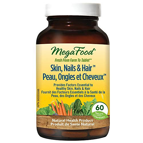 MegaFood Skin Nails   Hair 2 Supports Healthy Complexion Nails   Hair Multivitamin   Herbal Dietary Supplement Gluten Free Vegan 60 Tablets 30 Servings