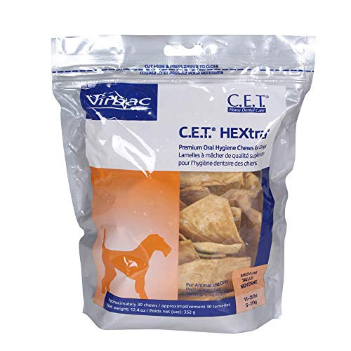 Virbac C_E_T_ HEXtra Premium Oral Hygiene Chews Medium Dog 30 Count