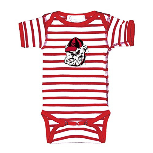 Two Feet Ahead NCAA College Newborn Infant Striped Bodysuit Creeper 6 Months Georgia Bulldogs
