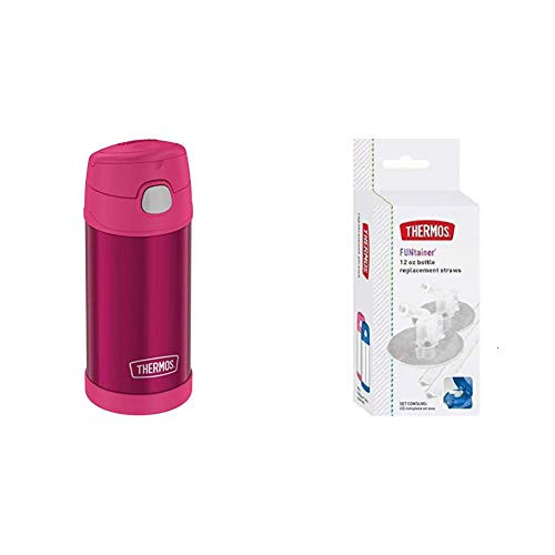 Thermos Pink Funtainer 12 Ounce Bottle   Replacement Straws for 12 Ounce Funtainer Bottle Clear