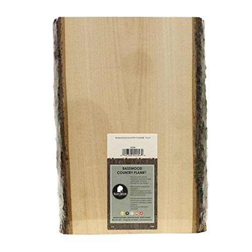 Walnut Hollow Basswood Thick Live Edge Plank Medium for Rustic Weddings Woodburning and Home Decorating