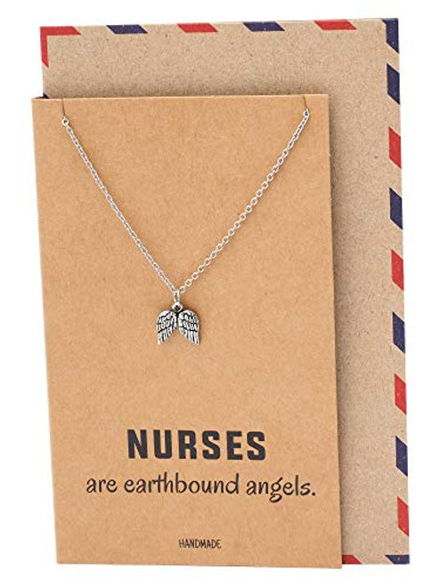 Quan Jewelry Angel Wings Pendant Necklace for Nurses with Inspirational Quote on Greeting Card Angel Wing Necklace for Women Adjustable from 16 to 18 inches Quan Jewelry Angel Wings Pendant Necklace for Nurses with Inspirational Quote on Greeting Card Angel Wing Necklace for Women Adjustable from 16 to 18 inches