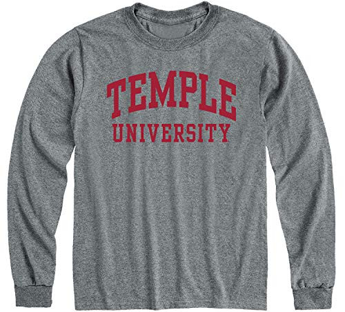 Ivysport Temple Owls Long Sleeve T-Shirt Classic Charcoal Grey Large