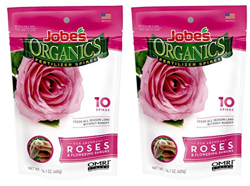 Jobes Organics Rose Fertilizer Spikes 3-5-3 Time Release Fertilizer for All Flowering Shrubs 10 Spikes per Package 2 Original Version