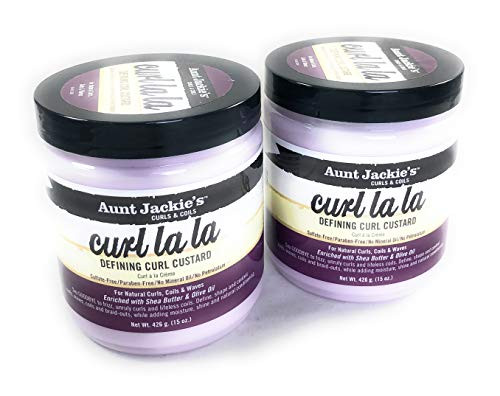 Aunt Jackies Curs   Coils Curl La La Defining Curl Custard for Natural Curls Coils Waves Enriched with Shea Butter   Olive Oil 15oz Pack of 2