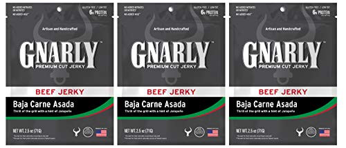 Gnarly Jerky Premium Cut Beef Jerky Baja Carne Asada Flavor 2_5 Ounce Bag 3-Pack Gnarly Jerky Premium Cut Beef Jerky Baja Carne Asada Flavor 2_5 Ounce Bag 3-Pack