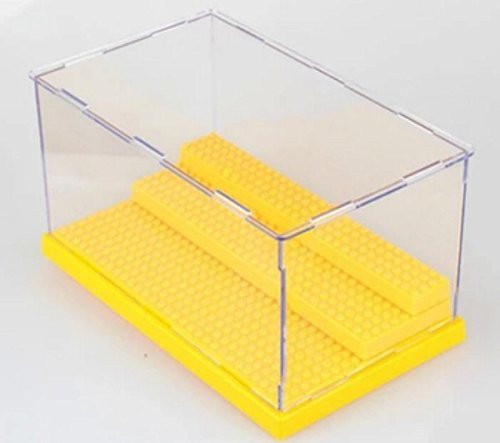 KENGEL 10x5x6 Inch Assembly Transparent Clear Acrylic Display Dustproof Protection 3 Steps Showcase Case Box Black Base for Lego Minifigures Brick Building BlockYellow