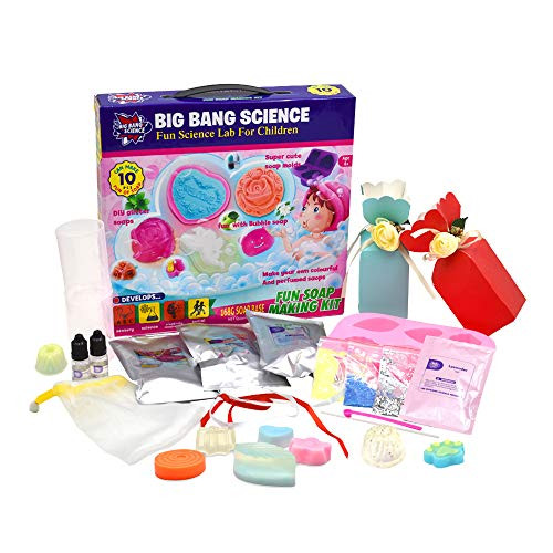 BIG BANG SCIENCE  DIY Soap Making Kit for Kids  Make Your Own Soap Craft  Craft Gifts for Girls Age 8  STEM Toys for Girl  Fun Soap Making Kit  10 Pcs Soap   168G Soap Base_