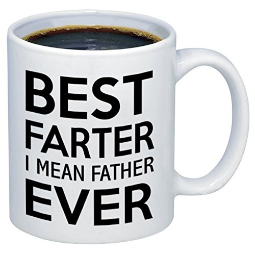 P&B funny mugs P&B Best Farter I mean FATHER Ever Gift Ceramic Coffee Mugs M125 (11 oz.)