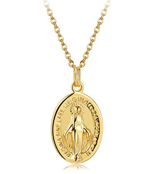 Sllaiss 925 Sterling Silver Virgin Mary Necklace for Women Men 18K Gold Plated Pendant Religious Madonna Necklace Chain 18 Christian Jewelry Sllaiss 925 Sterling Silver Virgin Mary Necklace for Women Men 18K Gold Plated Pendant Religious Madonna Necklace Chain 18 Christian Jewelry