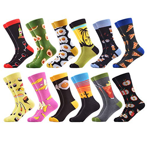 WeciBor Mens Funny Pattern Hawaii Style Combed Cotton Crew Socks