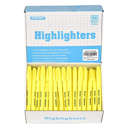 Rarlan Highlighters Chisel Tip Fluorescent Yellow 96 Count Classpack