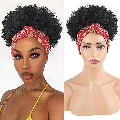 Aisaide Headband Wigs Afro Curly Wigs for Black Women High Puff Scarf Wigs Wrap Wigs 2 in 1 Short Black Wigs Synthetic Hair Wigs for Women Turban Wigs Kinky Curly Wigs with Headband Attached Aisaide Headband Wigs Afro Curly Wigs for Black Women High Puff Scarf Wigs Wrap Wigs 2 in 1 Short Black Wigs Synthetic Hair Wigs for Women Turban Wigs Kinky Curly Wigs with Headband Attached