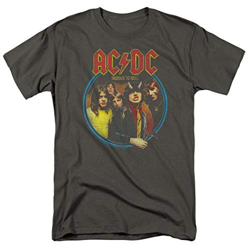 ACDC Highway to Hell Rock Album T Shirt   Stickers Small Charcoal