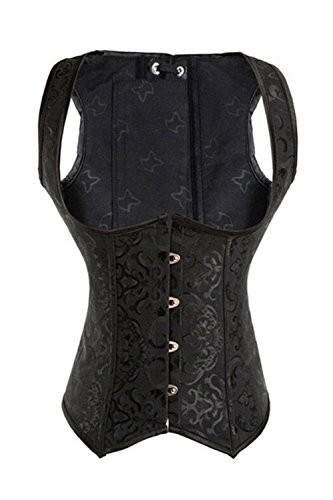 KIWI RATA Womens Hourglass Longline Overbust Corset Steel Boned Long Torso Waist Training BustierXXXXX-LargeUnderbust Black