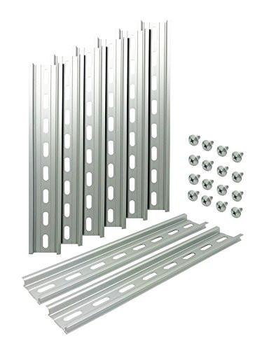 Electrodepot Slotted Aluminum DIN Rail 35 Millimeters x 8 Inches Silver  8 Pieces with 16 Number 10 Stainless Steel Screws