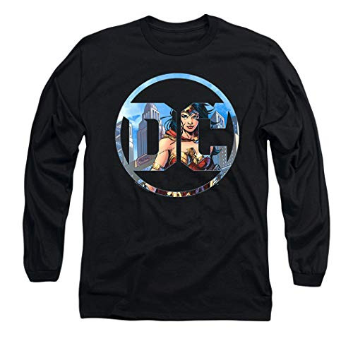 Wonder Woman DC Comics Logo Longsleeve T Shirt Stickers Small Black Wonder Woman DC Comics Logo Longsleeve T Shirt Stickers Small Black