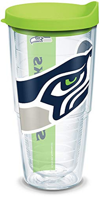 Tervis NFL Seattle Seahawks Colossal Tumbler with Wrap and Lime Green Lid 24oz Clear