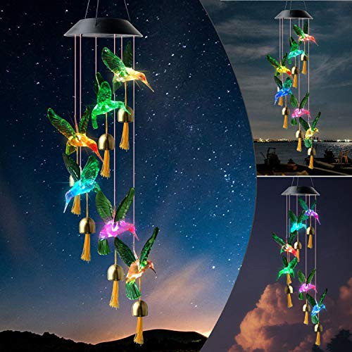 JOBOSI Hummingbird Wind ChimesGifts for mom Gifts for Grandma Garden Decor Garden Gifts Solar Wind Chimes Wind Chimes Outdoor Chimes Outside Solar Light JOBOSI Hummingbird Wind ChimesGifts for mom Gifts for Grandma Garden Decor Garden Gifts Solar Wind Chimes Wind Chimes Outdoor Chimes Outside Solar Light