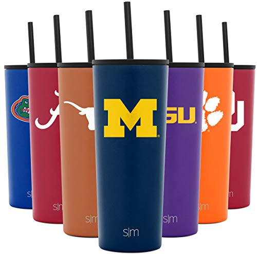 Simple Modern NCAA Michigan Wolverines 24oz Classic Tumbler with Straw and Flip Lid Insulated Stainless Steel Travel Mug Simple Modern NCAA Michigan Wolverines 24oz Classic Tumbler with Straw and Flip Lid Insulated Stainless Steel Travel Mug
