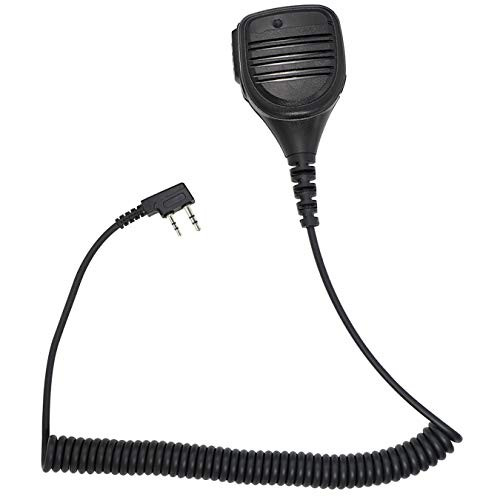 2 Pin Shoulder Mic Speaker 2 Way Radio Microphone Walkie Talkie Handheld Speaker with PPT Mic with External 3_5mm Earpiece Jack Compatible with 2_5mm3_5mm 2-Pin Kenwood Baofeng Two-Way Radios