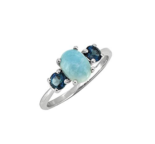 YoTreasure 1_66 Cts_ Larimar London Blue Topaz Solid 925 Sterling Silver Ring