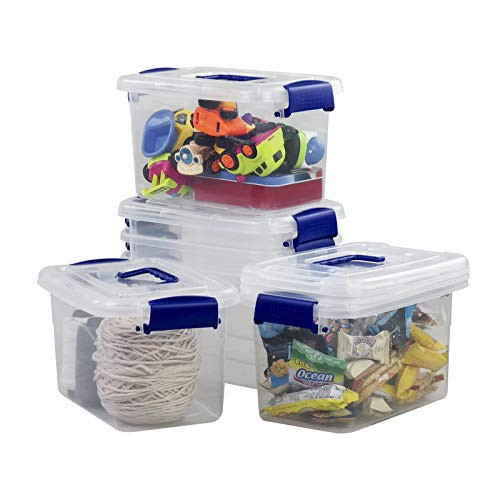 EudokkyNA 5 Quart Small Storage Bin Plastic Box with Lid and Handle Set of 6