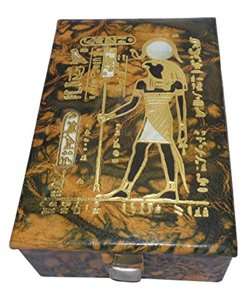 100 Egyptian Hand Made Genuine Leather Jewelry Box Pharaoh Accessories Handcrafted Egypt Pharaohs Souvenir Hieroglyphics Anubis Cartouche Cane Stick Ancient Very Fine Grade Gift