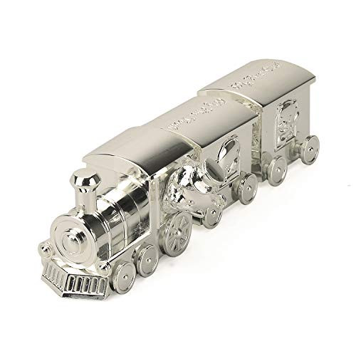 Shiny Silver Baby Tooth Box Metal Kids Keepsake Origanizer Train Tooth Holder Children Tooth and Curl Fairy Container Christening Gift for Child Memory