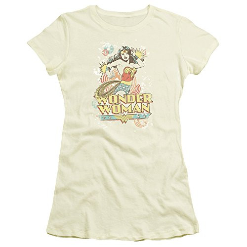 Trevco Dc Strength Juniors Sheer Fitted T Shirt Small Cream