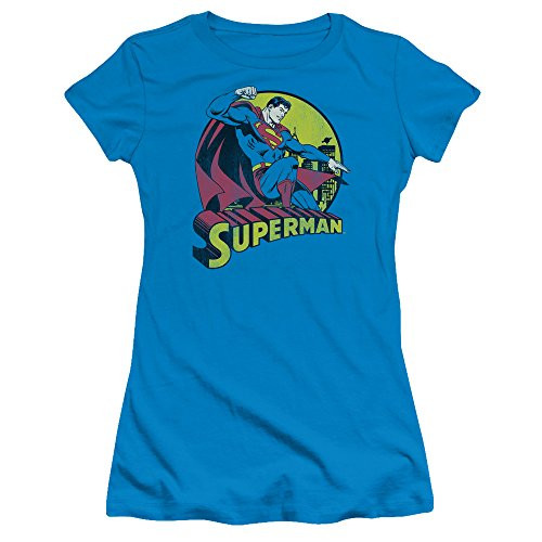 Trevco Dc Superman Juniors Sheer Fitted T Shirt Small Turquoise