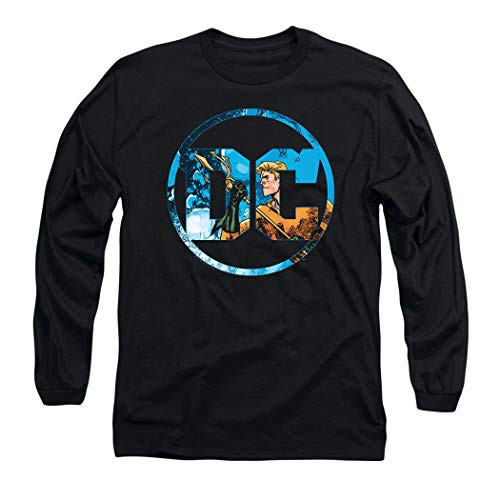 Aquaman DC Comics Logo Longsleeve T Shirt   Stickers Small Black