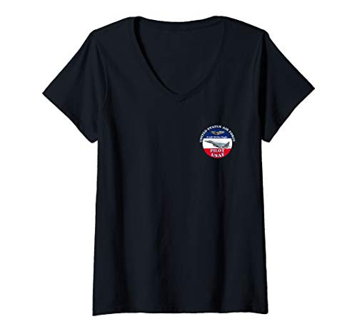 Womens AIR FORCE F-15E PILOT STRIKE EAGLE AIRCRAFT ROUND V-Neck T-Shirt Womens AIR FORCE F-15E PILOT STRIKE EAGLE AIRCRAFT ROUND V-Neck T-Shirt