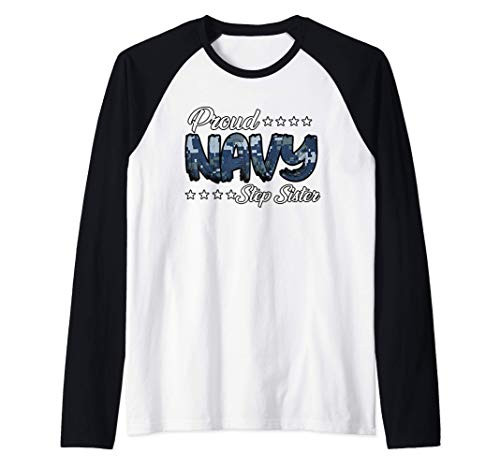 Blue Digital Bold Proud Navy Step Sister Raglan Baseball Tee