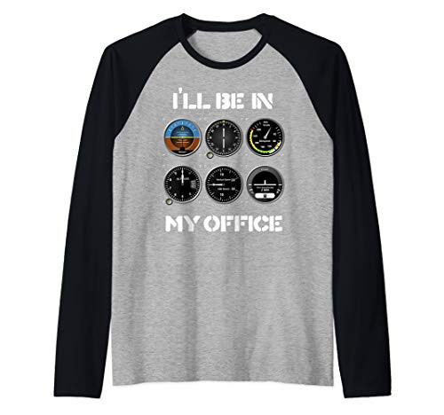 ILL Be in my Office Airplane Pilot Funny Pilots Christmas Raglan Baseball Tee