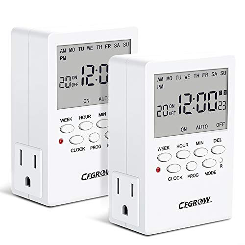 Outlet Timer 7 Day Cycle Dual Timer Outlet Digital Electronic TimersProgrammable Plug-in Light Timer for Electric Outlets Wall Timer Switch for Appliances15A1800W 20 ONOff ProgramsPack of 2